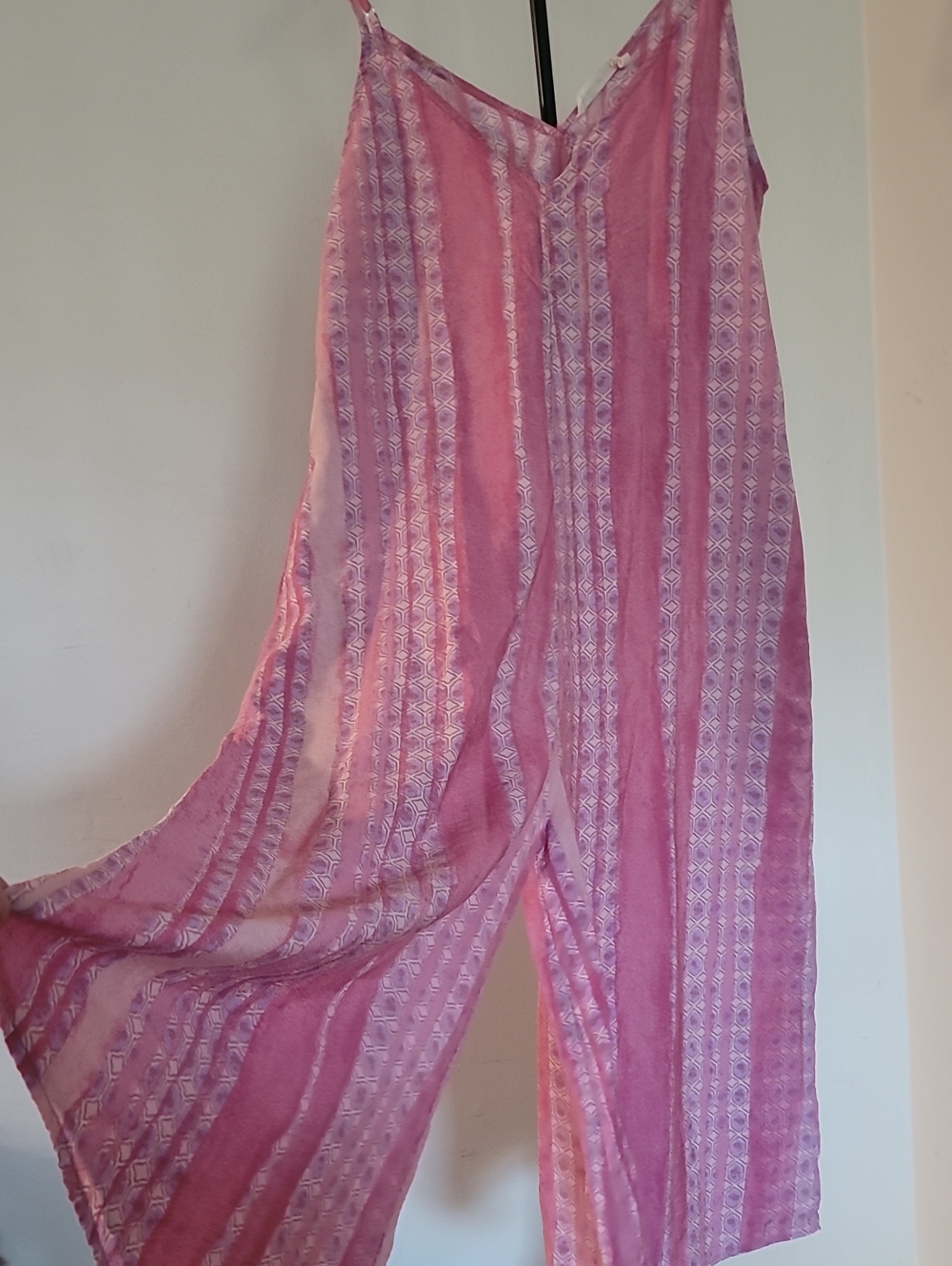 Millibon Pink Patterned Boho Wide-Leg Romper with Pockets